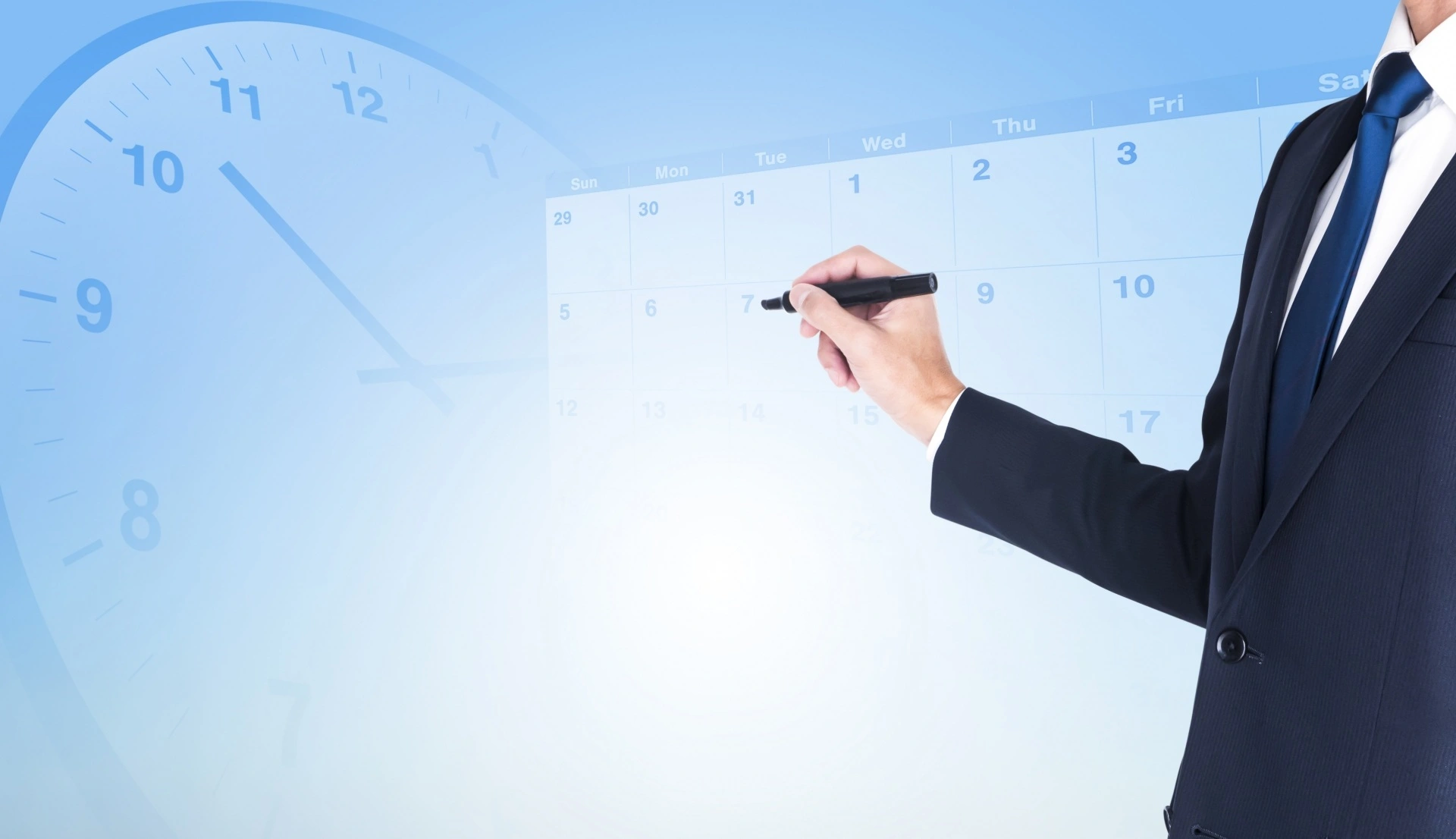 空間に向かって書こうとする手