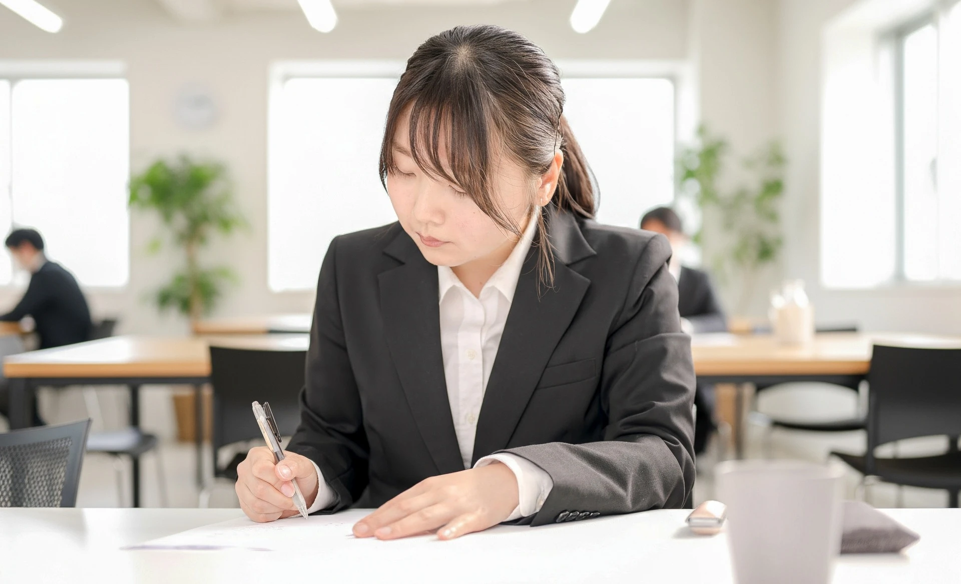 メモを取る会社員